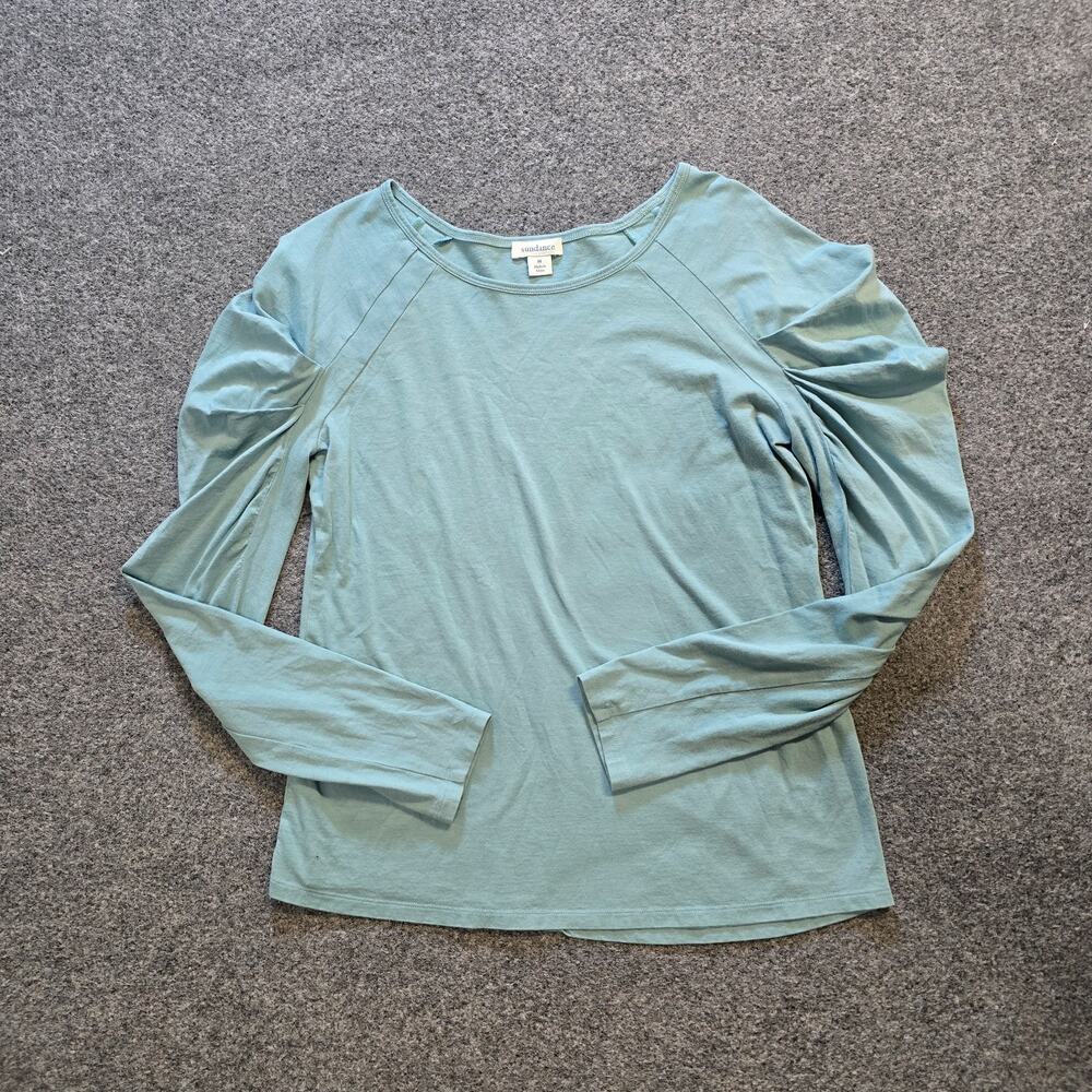 Sundance Top Womens Size Medium Green Ruched Long Sleeve Stretchy Basic Capsule